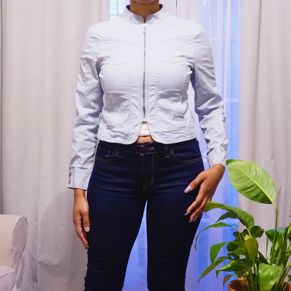 Vintage Baby Blue Zip Jacket Women Size Small